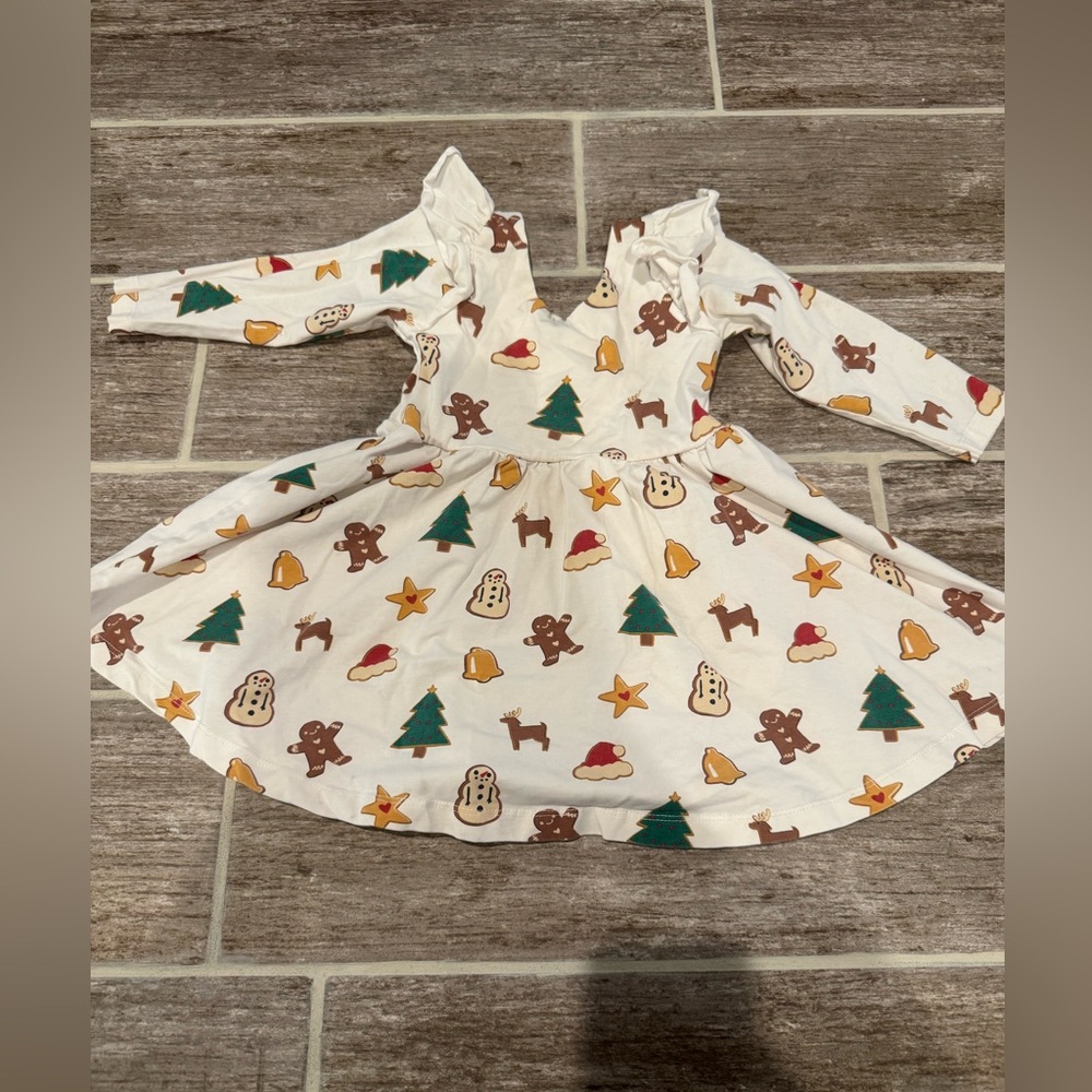 MONICA + ANDY DOUBLE RUFFLE LETS  DANCE DRESS CHRISTMAS COOKIES Tree Snowman